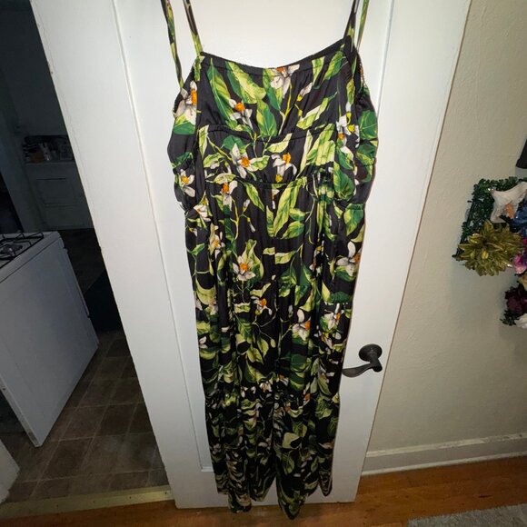 Express – Floral Square-Neck Spaghetti-strap Tie-Shoulder Ruched Tiered Maxi, XL - Picture 5 of 8